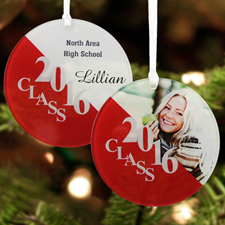 Maroon Graduation Personalized Photo Acrylic Round Ornament