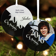 Black Graduation Personalized Photo Acrylic Round Ornament