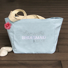Personalized Embroidered Cotton Tote Bag, Baby Blue