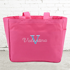 Name & Initial #1 Personalized Hot Pink Tote Bag