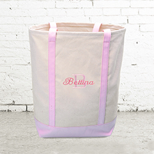 Name & Initial #1 Personalized Pink Canvas Tote Bag (Medium)