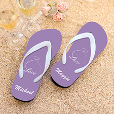 Infinity Love Lavender Personalized Flip Flops, Men Medium