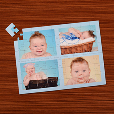 Personalized Baby Blue 4 Collage 12X16.5 Photo Puzzle