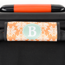 Orange Damask Personalized Luggage Handle Wrap