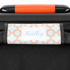 Aqua Orange Quatrefoil Personalized Luggage Handle Wrap