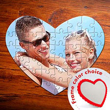 Valentine Red Frame Heart Photo Puzzle
