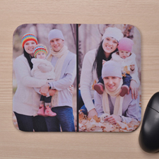 Personalized Black Two Photo Collage Design Mouse Pad