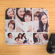 Personalized White Six Photo Collage Design Mouse Pad