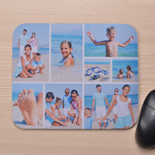Personalized White Eight Photo Collage Design Mouse Pad