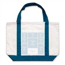 Eight White Collage Navy Custom Large Tote Bag