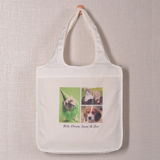 Personalized 3 Collage Folded Shopper Bag, Modern