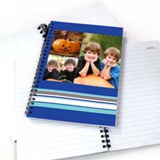 Create Your Own Three Collages Colorful Stripes Notebook, Blue