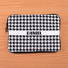 Personalized Name Black Hounds Tooth Macbook Air 11 Sleeve