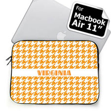Custom Name Orange Hounds Tooth Macbook Air 11 Sleeve
