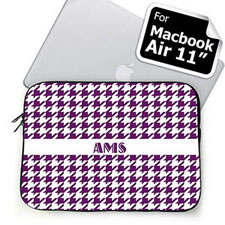 Custom Initials Purple Hounds Tooth Macbook Air 11 Sleeve