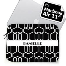 Custom Name Black Trellis Macbook Air 11 Sleeve