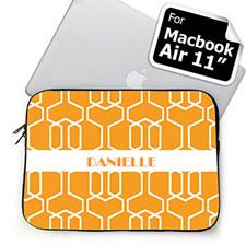 Custom Name Orange Trellis Macbook Air 11 Sleeve