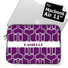 Custom Name Purple Trellis Macbook Air 11 Sleeve