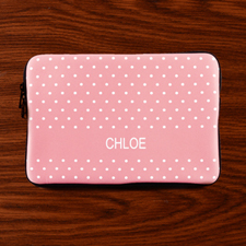 Personalized Initial Pink Polka Dots Macbook Air 11 Sleeve