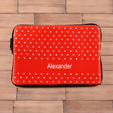Personalized Name Red Polka Dots Macbook Air 11 Sleeve