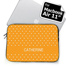 Custom Name Orange Polka Dots Macbook Air 11 Sleeve
