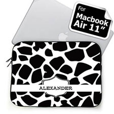 Custom Name Black Giraffe Pattern Macbook Air 11 Sleeve