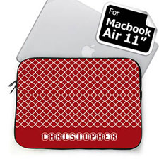 Custom Name Red Quatrefoil Macbook Air 11 Sleeve