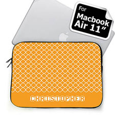Custom Name Orange Quatrefoil Macbook Air 11 Sleeve