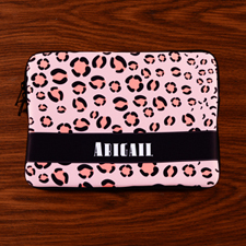Personalized Initial Pink Leopard Pattern Macbook Air 11 Sleeve