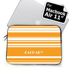 Custom Name Orange Stripes Macbook Air 11 Sleeve