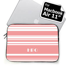 Custom Initials Pink Stripes Macbook Air 11 Sleeve