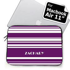 Custom Name Purple Stripes Macbook Air 11 Sleeve