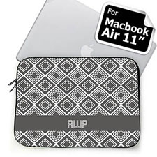 Custom Initials Grey Diamonds Macbook Air 11 Sleeve