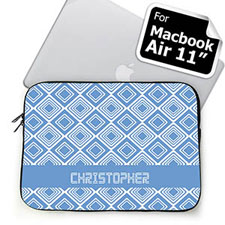 Custom Name Sky Blue Diamonds Macbook Air 11 Sleeve