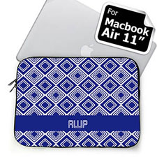 Custom Initials Blue Diamonds Macbook Air 11 Sleeve