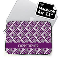 Custom Name Purple Diamonds Macbook Air 11 Sleeve