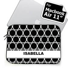 Custom Name Black Hoopla Macbook Air 11 Sleeve