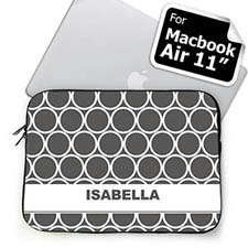 Custom Name Grey Hoopla Macbook Air 11 Sleeve