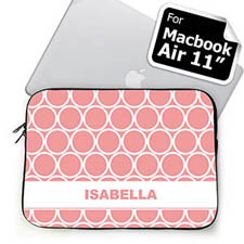 Custom Name Pink Hoopla Macbook Air 11 Sleeve