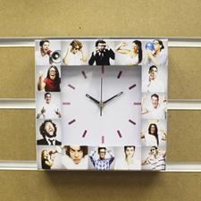 16 Collage White Face Personalized Clock