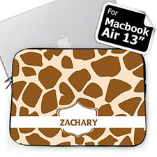 Personalized Name Brown Giraffe Pattern Macbook Air 13 Sleeve