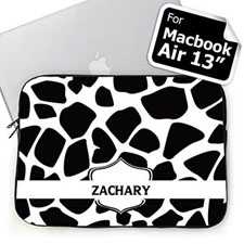 Custom Name Black Giraffe Pattern Macbook Air 13 Sleeve