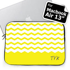 Personalized Initials Yellow Chevron Macbook Air 13 Sleeve