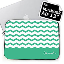 Personalized Name Mint Chevron Macbook Air 13 Sleeve
