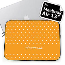 Custom Name Orange Polka Dots Macbook Air 13 Sleeve