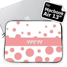 Custom Initials Pink Retro Circles Macbook Air 13 Sleeve