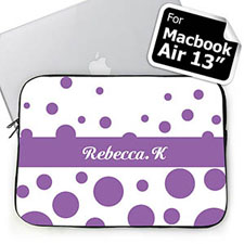 Custom Name Lavender Retro Circles Macbook Air 13 Sleeve