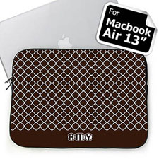 Custom Initials Chocolate Quatrefoil Macbook Air 13 Sleeve