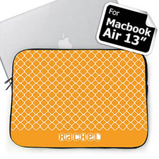 Custom Name Orange Quatrefoil Macbook Air 13 Sleeve