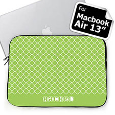 Custom Name Lime Quatrefoil Macbook Air 13 Sleeve